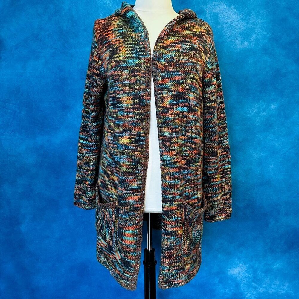 Keren Hart Hooded Knit Open Cardigan, Size L